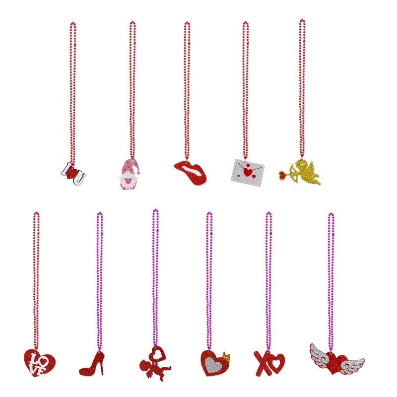 

Ожерелья с бусинами на День Святого Валентина, свадебная вечеринка, милое ожерелье с сердечком и блестящим кулоном, товары для