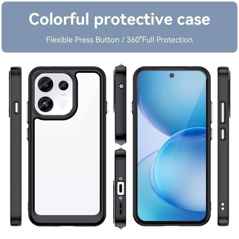 Clear Hard PC + Soft TPU Bumper Transparent Protection Phone Cover