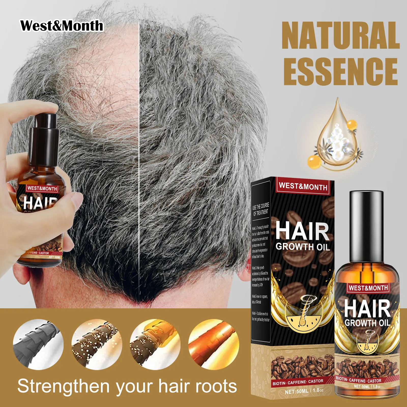 Caffeine Hair Growth Spray Essence Anti-Hair Loss Care Products Nourishing Softening Treatment Thinning Dry Frizz Repa |