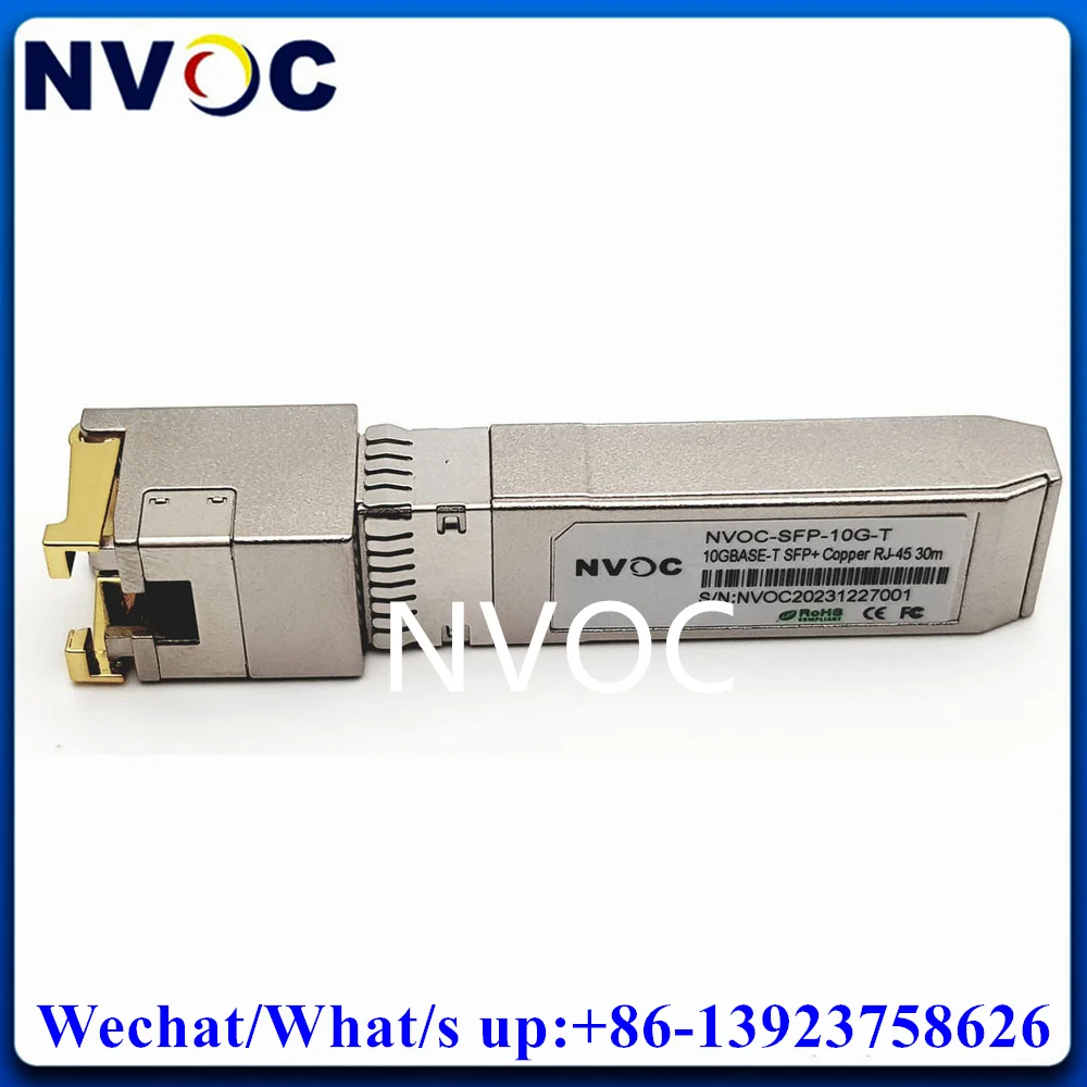 

10GBASE-T Copper SFP+ Transceiver,10G-T-RM-Y 10G/5G/2.5G 30M Rate Matching Mode Fiber Optic RJ45 Ethernet Port 10Gbps Module