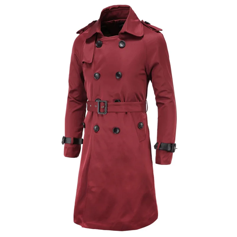 Autumn New Men's Casual Long Fit Fit Double breasted Windbreaker Men's Fashion Versatile Personalized Coat