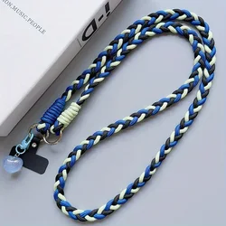 Universal Crossbody Phone Lanyard with Cartoon Pendant - Creative Mobile Accessories - Polyester / Nylon (BlueBlack)