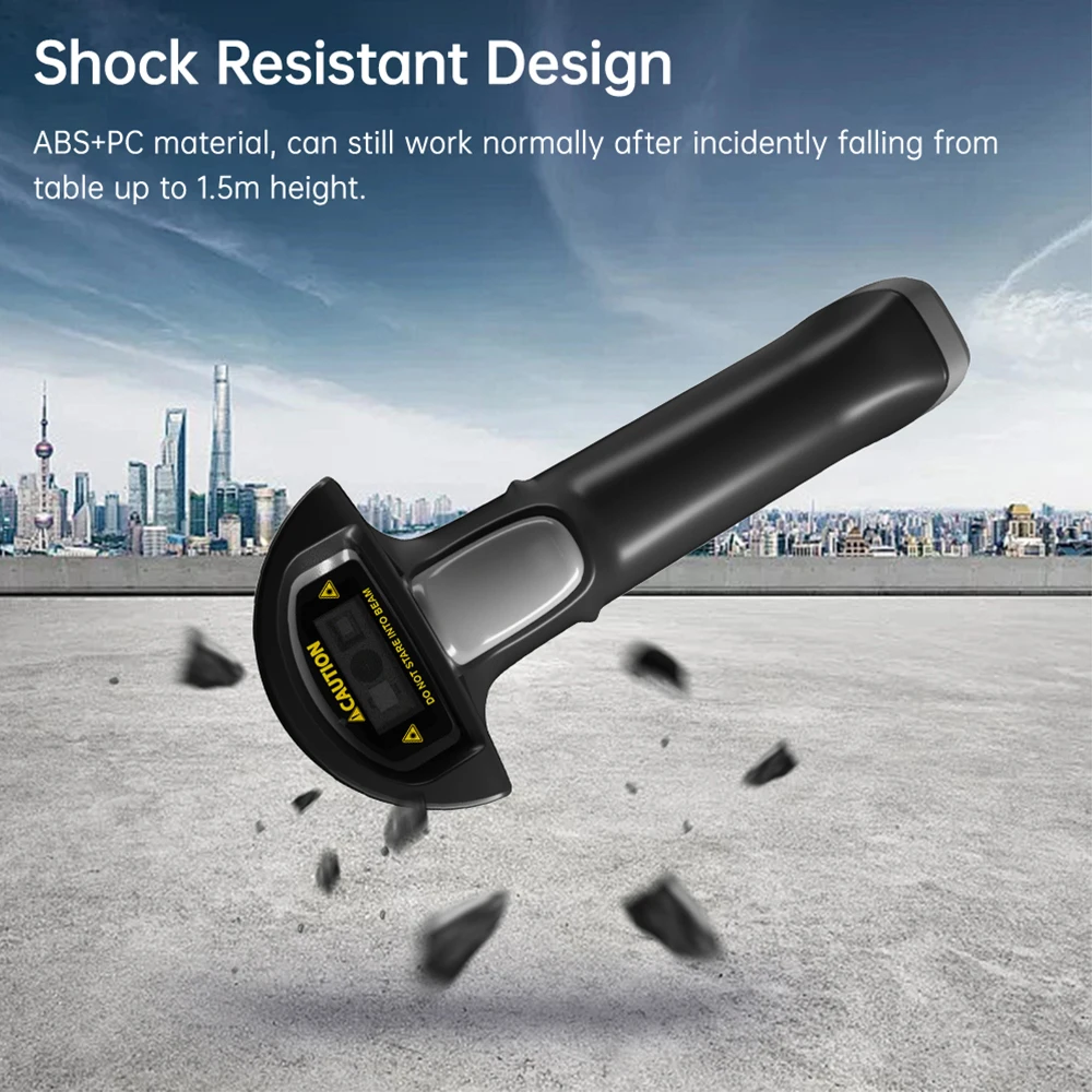 무선 2D 1D 바코드 스캐너, BT + 2.4G + USB 유선 고속 스캐닝, 받침대 무선 충전 스탠드 및 OLED 디스플레이 포함