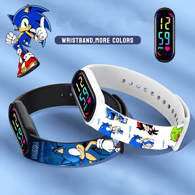 Disney Stitch Sonic Digital Watches Anime Figures LED Luminous Watch Touch Waterproof Electronic Sports Watch Kids Birthday Gift