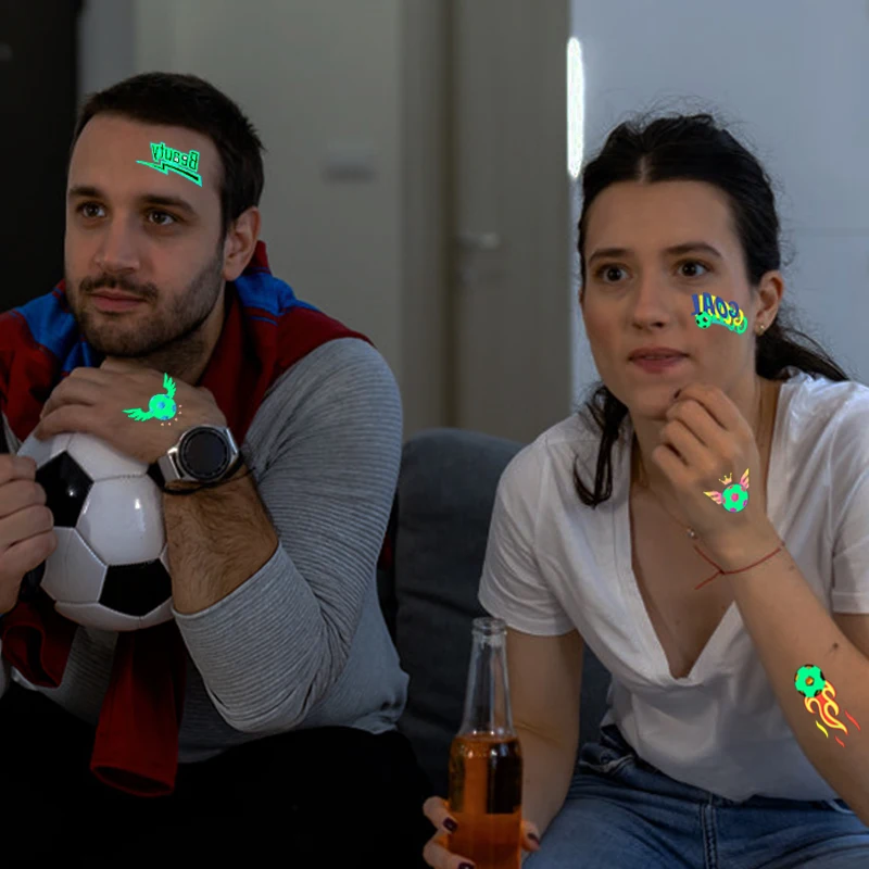 10PCS Waterproof Night Light Football Fake Tattoo Stickers Suitable for match fans and party decorations Supplies