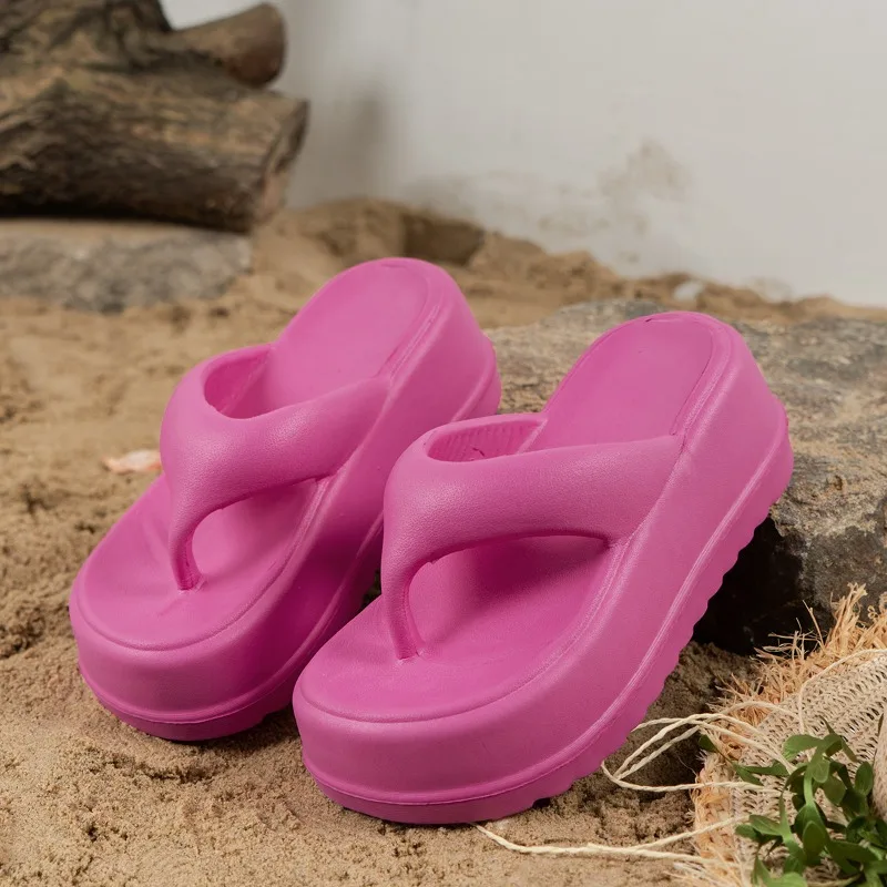 

Шлепанцы женские на толстой подошве, повседневные Нескользящие сланцы, однотонные тапочки, лето 2023