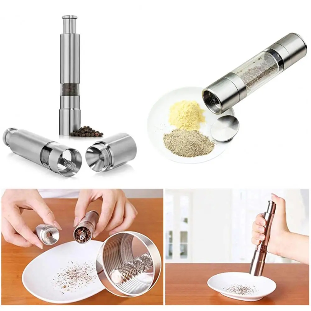 Hadanceo Pepper Grinder Manual Finely Ground Stainless Steel Large Capacity  Stable Performance Spice Grinder Kitchen Tool 