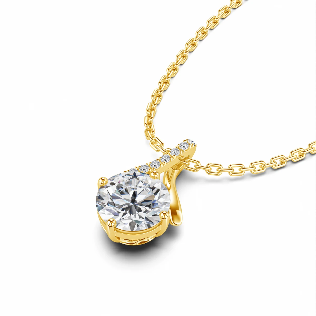 1ct 14k Gold Cross Moissanite Pendant Necklace for Women Shiny Zircon Wedding Party Engagement Jewelry with Certificate Gift Box