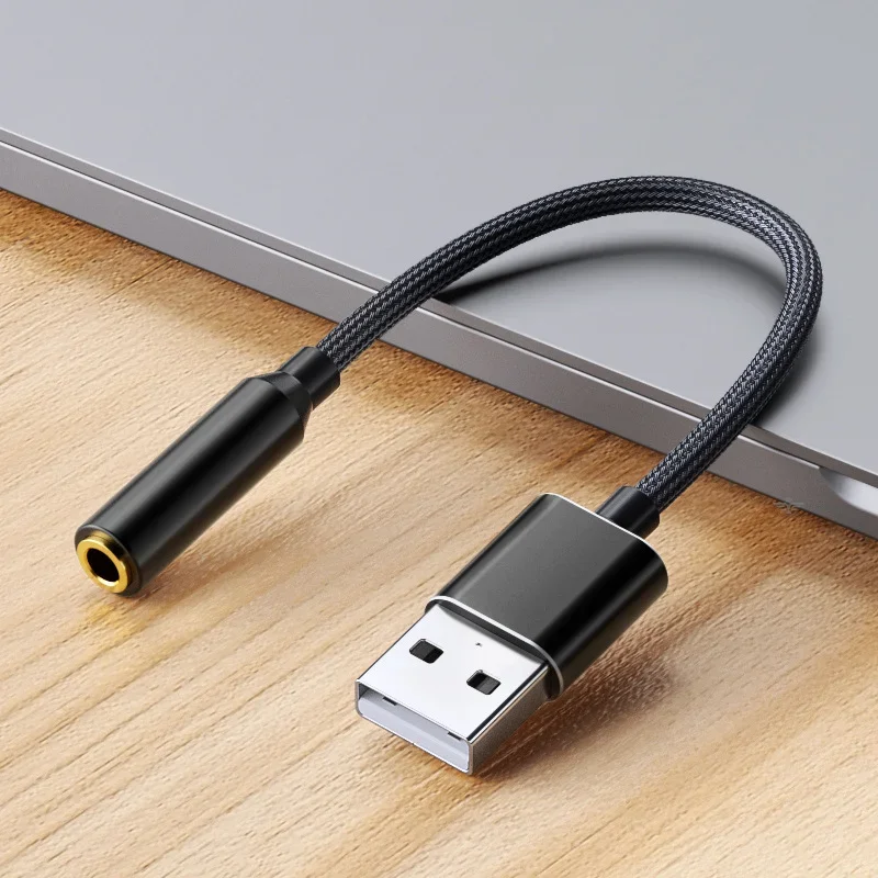 US03 USB Sound Card USB To 3.5mm Audio Earphone Adapter External Sound Card 7.1 Audio For Mic Headphone Computer PC