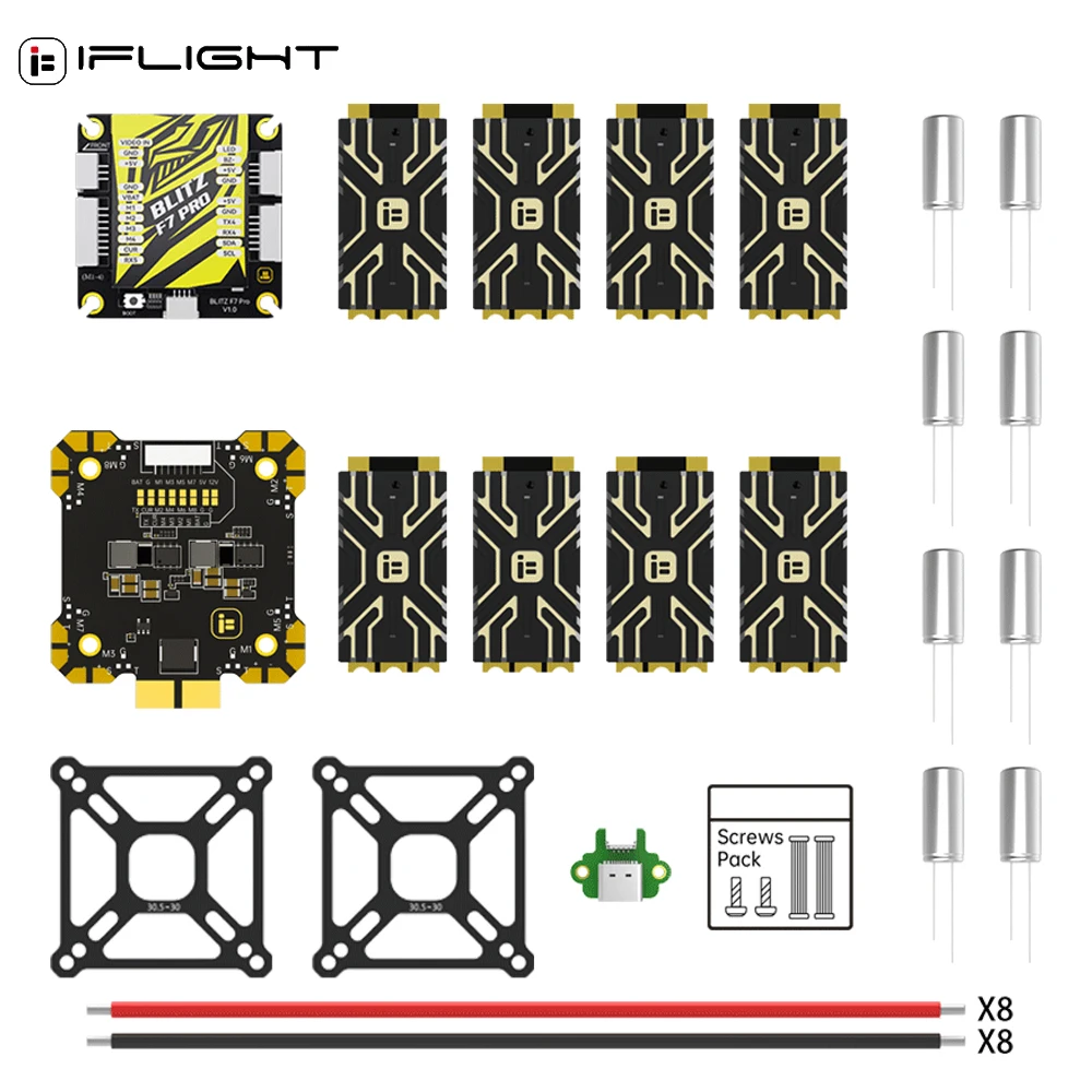 

Контроллер полета IFLIGHT BLITZ F7 Pro 4-8S 512 Мб VTX с E80 4 в 1 Pro G2 80A 2-8S BlHeli32, одиночный ESC для FPV гоночного дрона