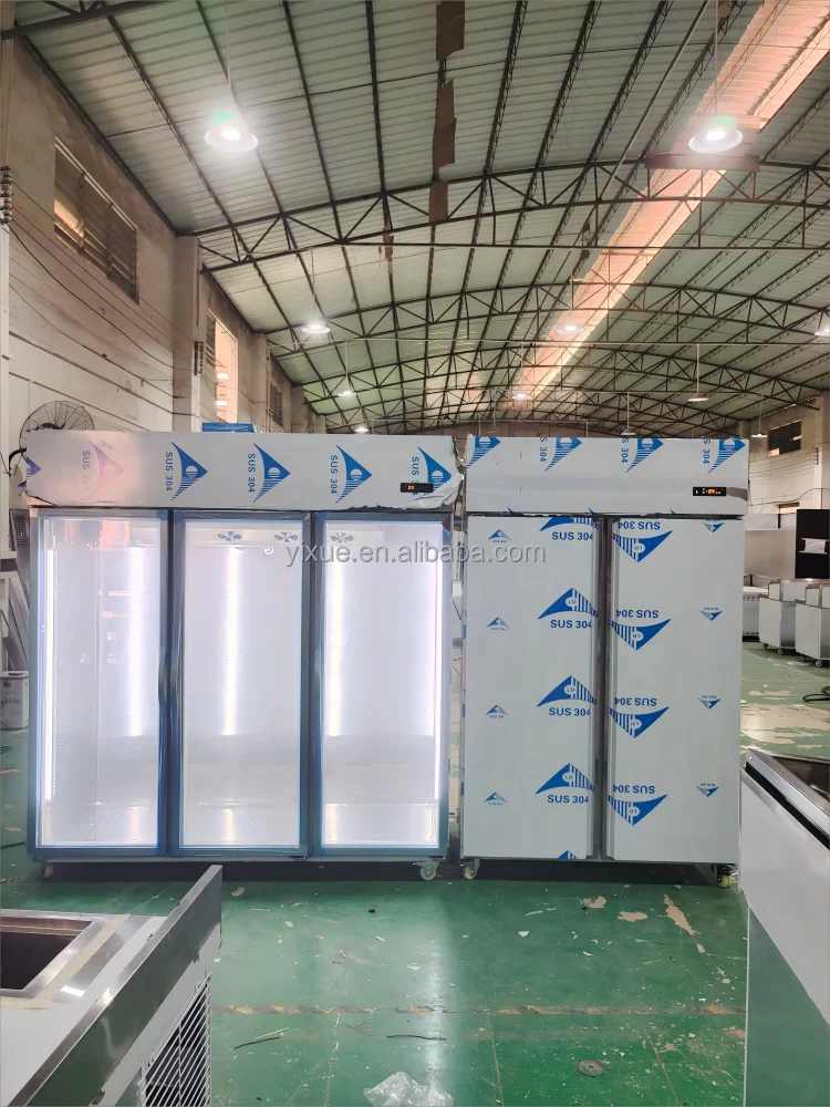 1300L Two Doors Stainless Steel Refrigerator Commercial Upright Fridge Reach in Freezer