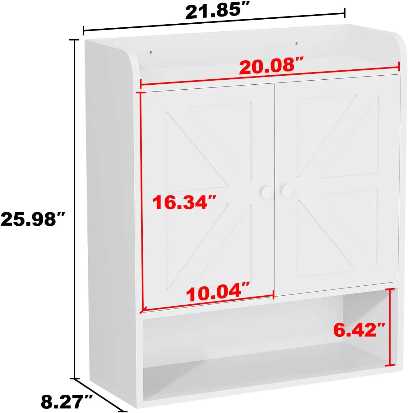 22" W x 26" H Bathroom Wall Cabinet, Farmhouse Medicine Cabinet with Adjustable Shelves and Double Barn Doors, Over The Toilet