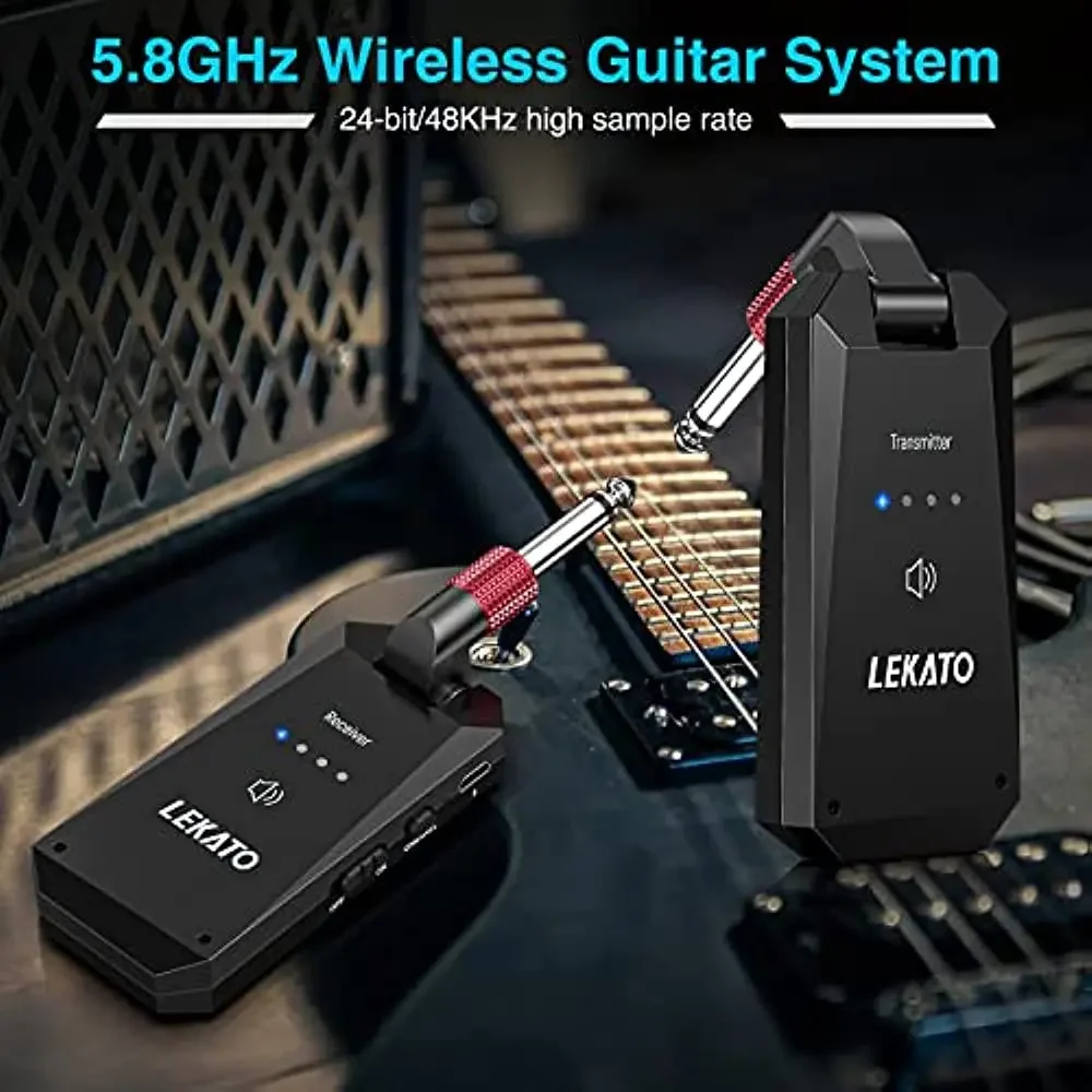 Lekato Wp-5G 무선 오디오 시스템 24비트/48Khz Hd - 스튜디오 기타/베이스/키보드 녹음용 무소음 전송