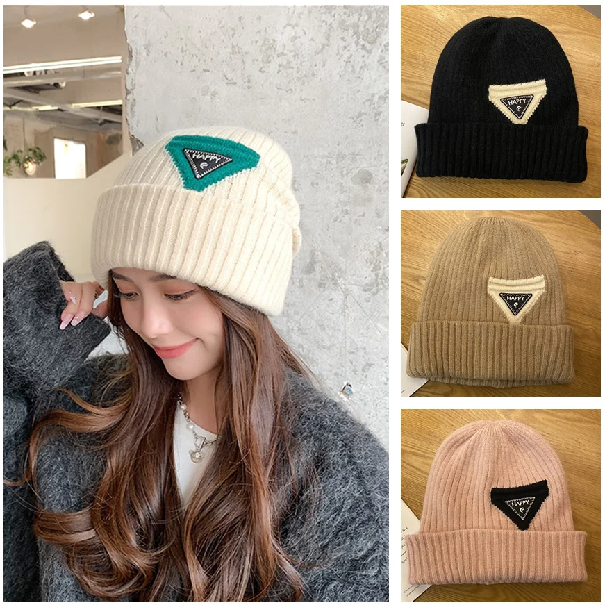 

Fashion Winter Warm Female Woolen Beanie Cap Women Men's Loose Big Head Knitted Beanie Hat Casual Outdoor Skiing Skull Hat