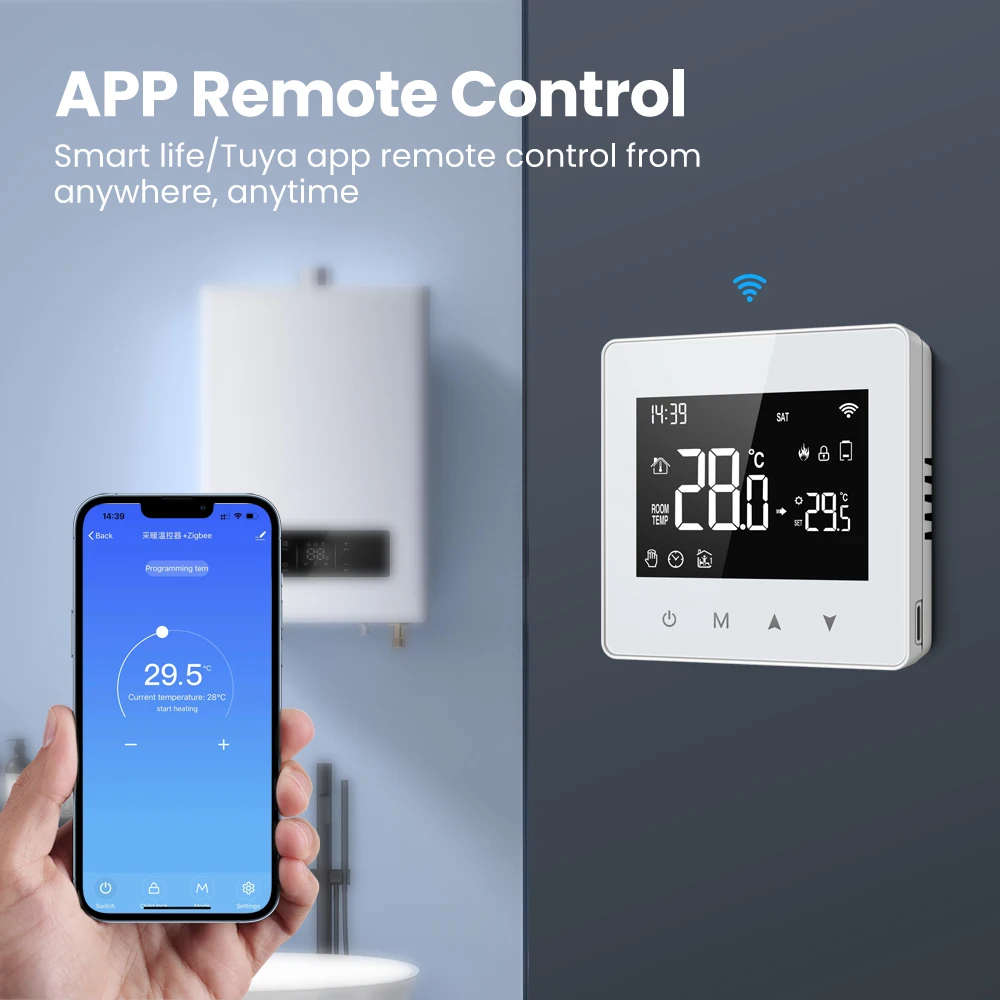 Tuya Wifi Zigbee Thermostat Smart Home Battery Powered Temperature Controller for Gas Boiler Works with Alexa Google Home