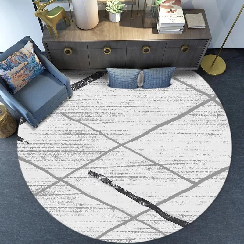Nordic simple modern round carpet coral velvet living room bedroom computer chair pad new Chinese retro carpet baby crawling mat