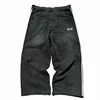 HCW American Jeans Y2K Clothes Mens Harajuku Hip Hop Striped Letters Embroidered Baggy Jeans Black Pants Rock Wide Leg Trousers 5