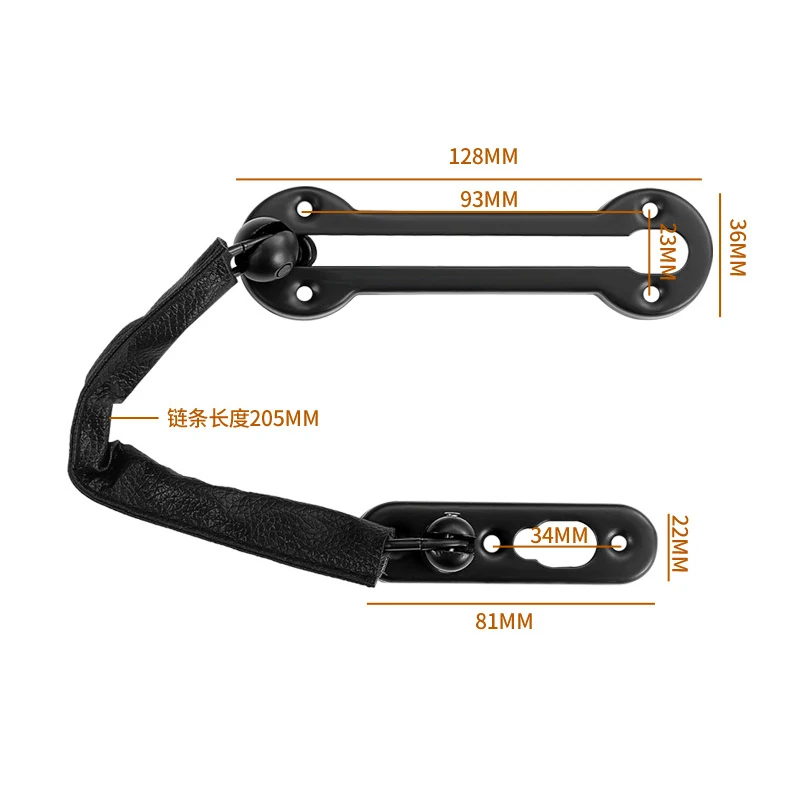 Stainless steel hotel door lock anti-theft door chain with PU holster Home security insert lock anti-theft chain
