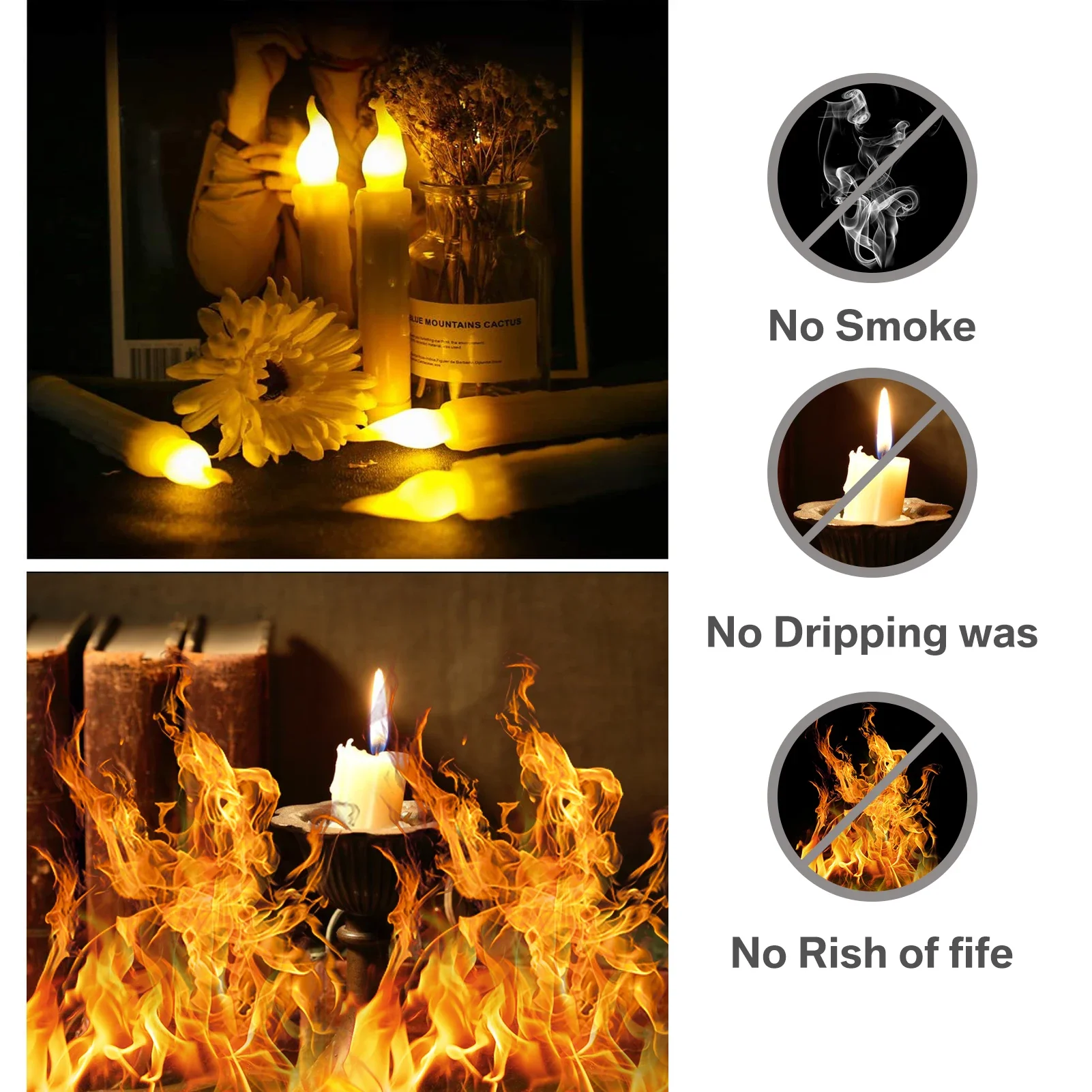 Flameless Window Candles with Removable Holder & Timer Remote  Battery Operated LED Flickering Light for Christmas Decoration
