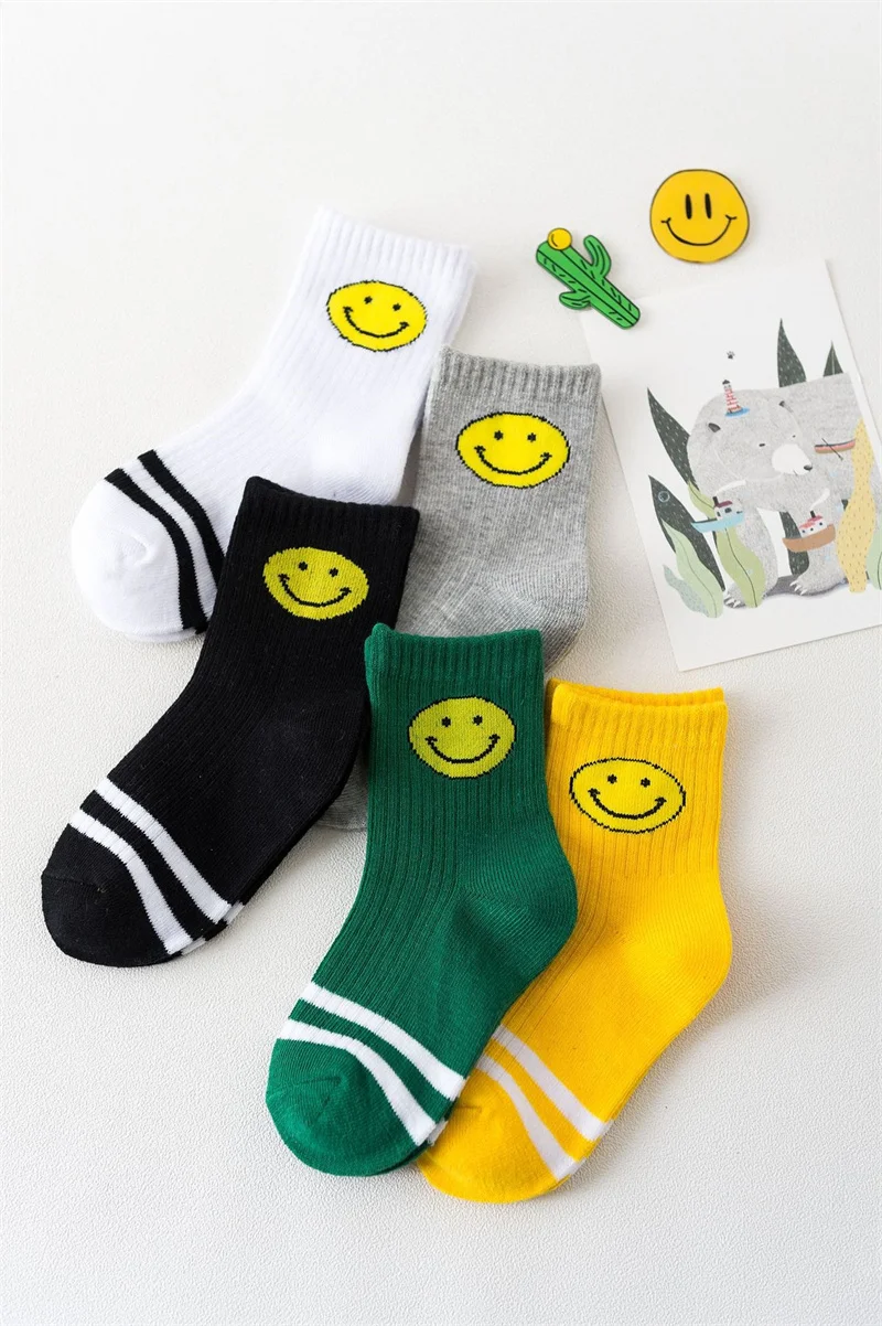 Children Short Socks 5 Pairs / Lot Kids 1-10 Years Smile Face Summer Spring Autumn Cotton Girl Boy Cute Socks Child Clothing 5 S1180ea15987e4a3d9d2dcd1da8e230dcL