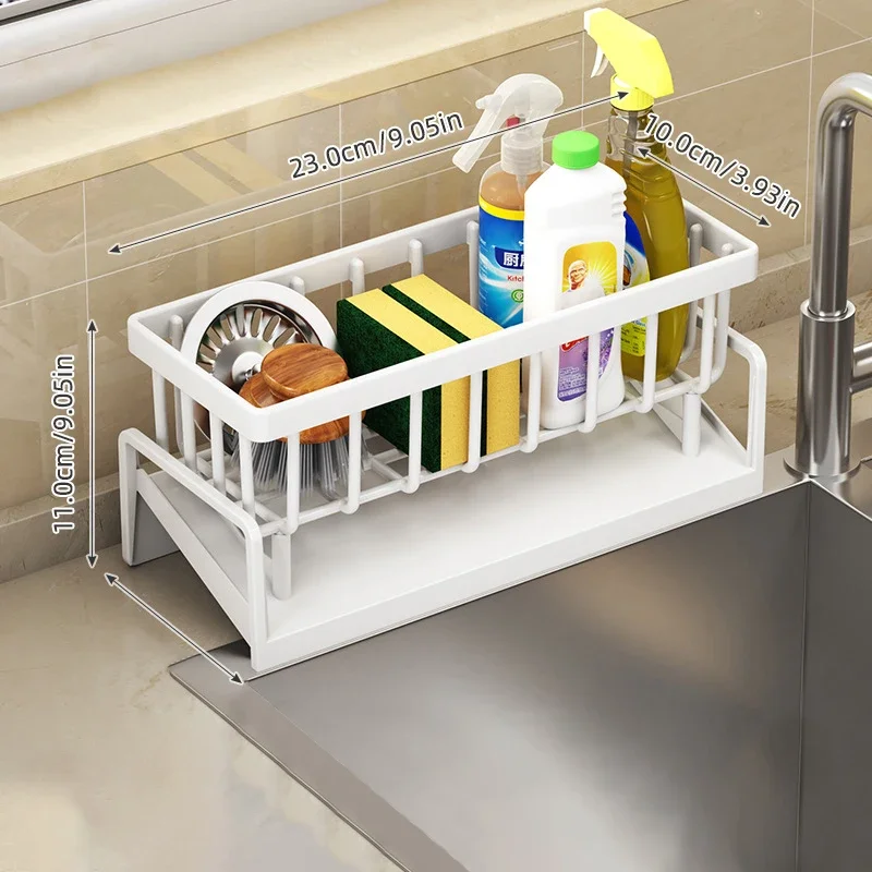 Plastic Sink Drain Rack Kitchen Bathroom Self-draining Sink Shelf Soap Sponge Holder Dishcloth Towel Rack Filter Basket 6