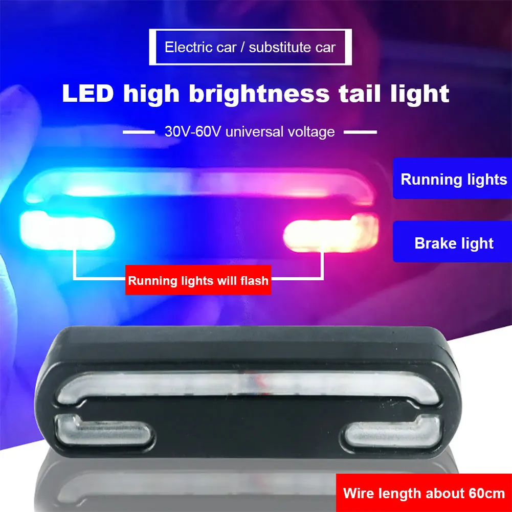 LED 전기 자전거 후미등, 방수 전기 자전거 후면 램프, 안전 야간 라이딩 경고 사이클링 액세서리, 36V, 48V, 1 PC