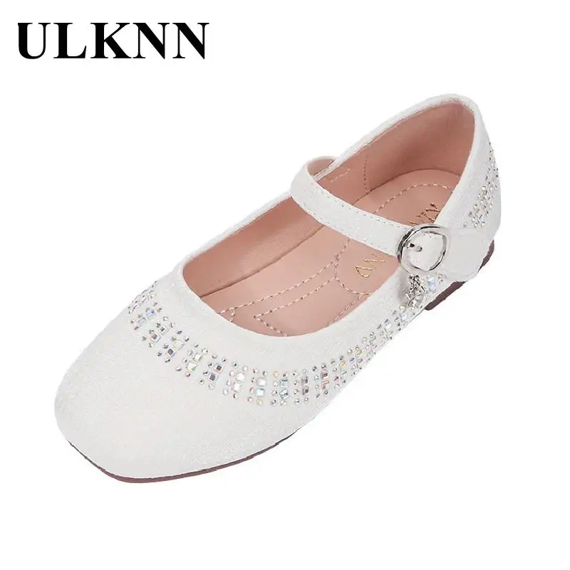 Baby Girl Ballerina Shoes Kid's Single 2023 Children White Rhinestone Flats Girl  Princess Shoes For Girl Party Pink Flats Child