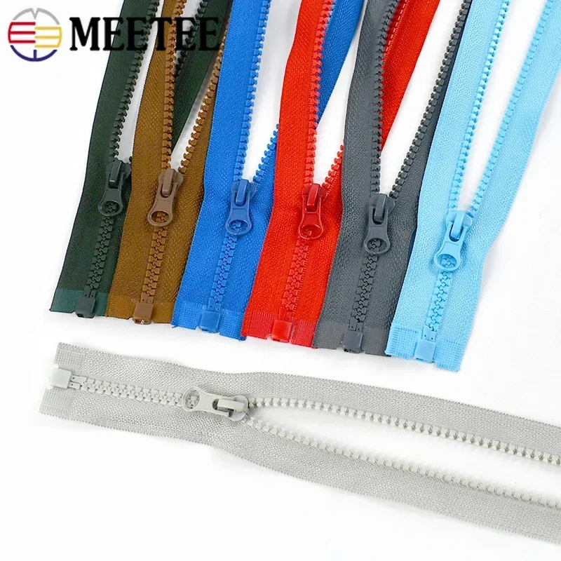 2Pcs 미터 40-120cm 5 수지 다채로운 지퍼 오픈 엔드 자동 잠금 장식 우편 가방 배낭 의류 DIY 바느질 액세서리