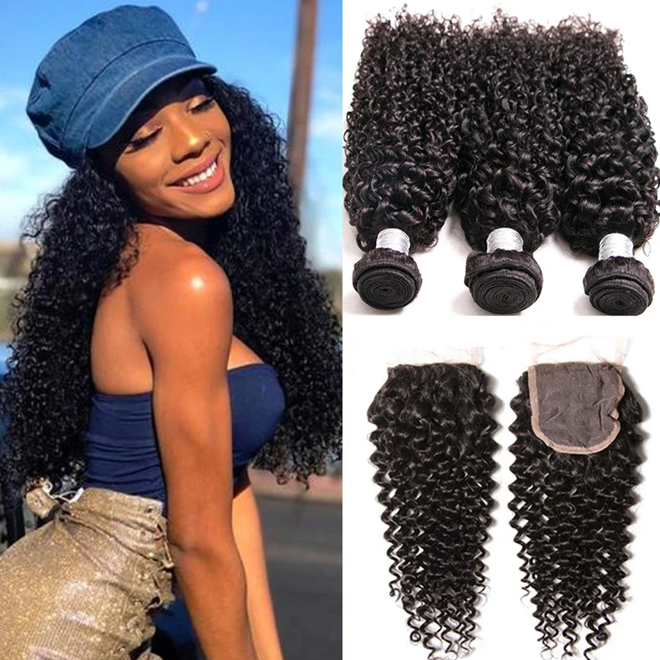 

Indian Kinky Curly Bundles With 13x4 Lace Frontal Curly With Bundles Human Hair Bundles With HD Transparent Closure Virgin Hair