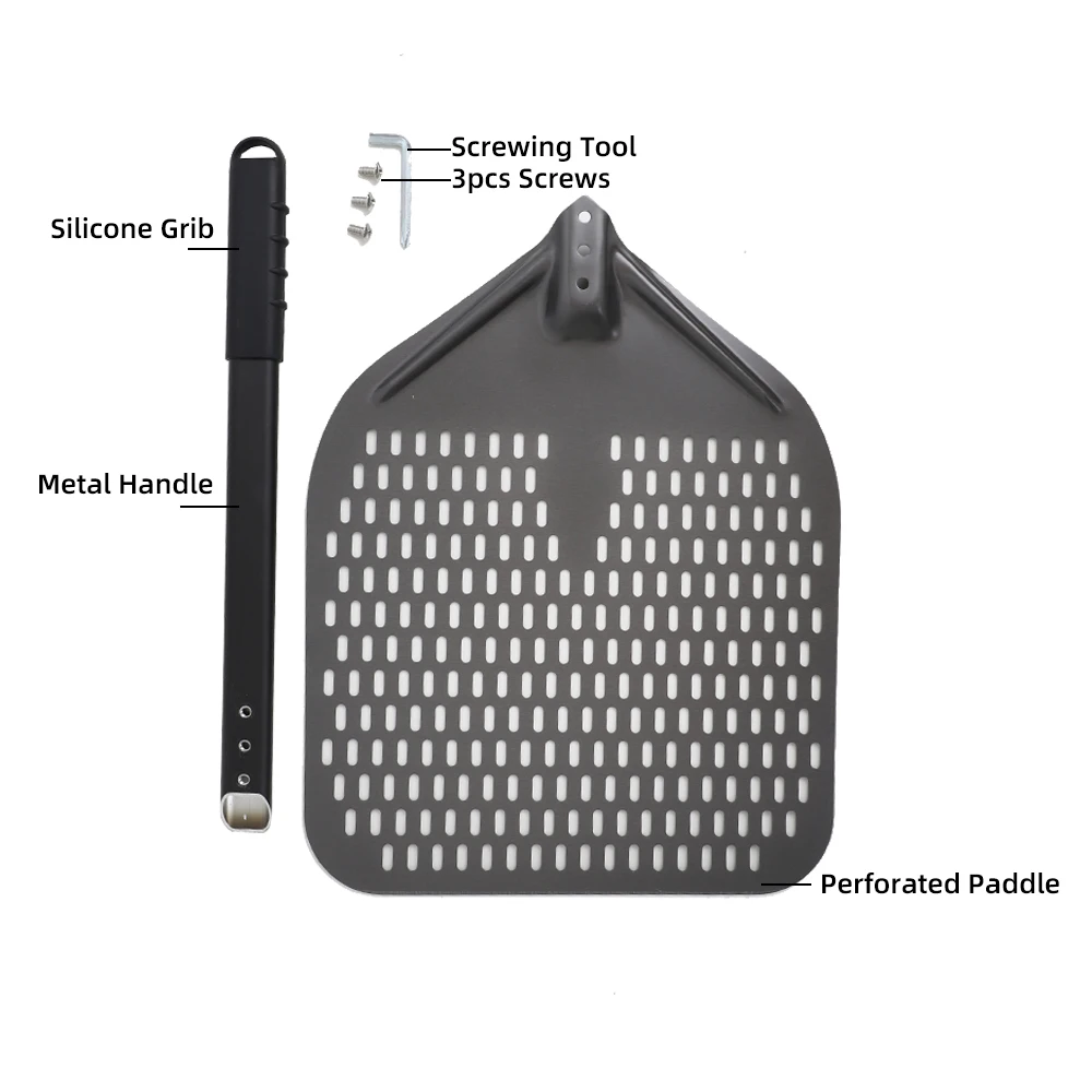 Pizza Peel 15 16 In Big Pizza Peel Perforated Shovel paddle Metal Handle for Oven Turning Peel Kitchen Tools Nonstick Baking Accessories