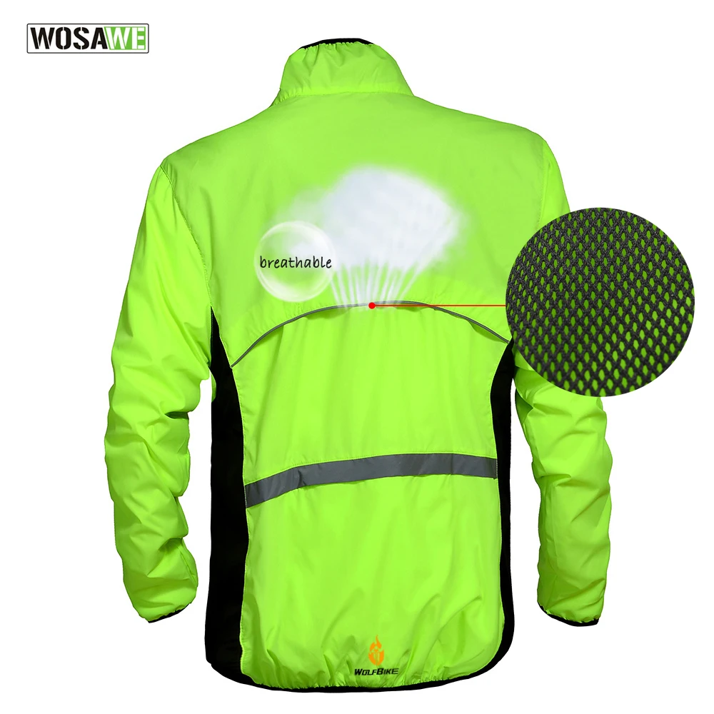 Cycling Jacket WOSAWE Men Windproof Water-repellent Reflective Cycling Jacket MTB Bicycle Long Sleeve Windbreaker Bike Coat Jersey