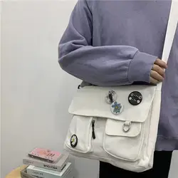 Canvas Bag Female Cross-arm Student Large Capacity Korean Edition Versatile Art Simple New Shoulder Single Shoulder Handbag