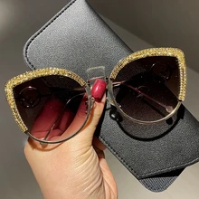 

2022 Cat Eye Sunglasses Women Fashion Brand Designer Sunglasses Female Bling Stones Decoration Handmade eyewear Oculos De Sol