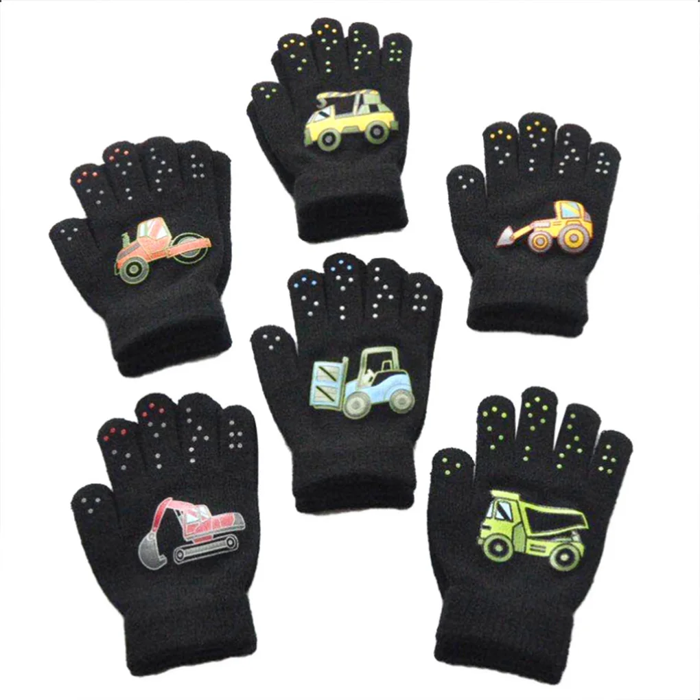 1 Pair Warm Kids Gloves Cartoon Style Child Finger Cover for Winter Wearing