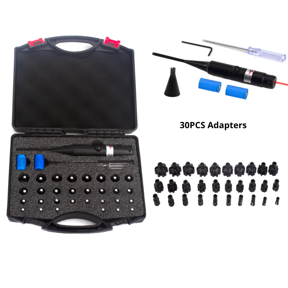 Laser Bore Sight Kit with 30 Adapters Laser Collimator .177 .22LR to 12GA Boresighter for Hunting and Fishing