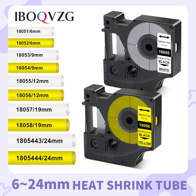 

IBOQVZG Heat Shrink Tube Label Tapes 18052 Compatible for Dymo Rhino Industrial Tape Black on Yellow 6mm for Rhino Label Maker