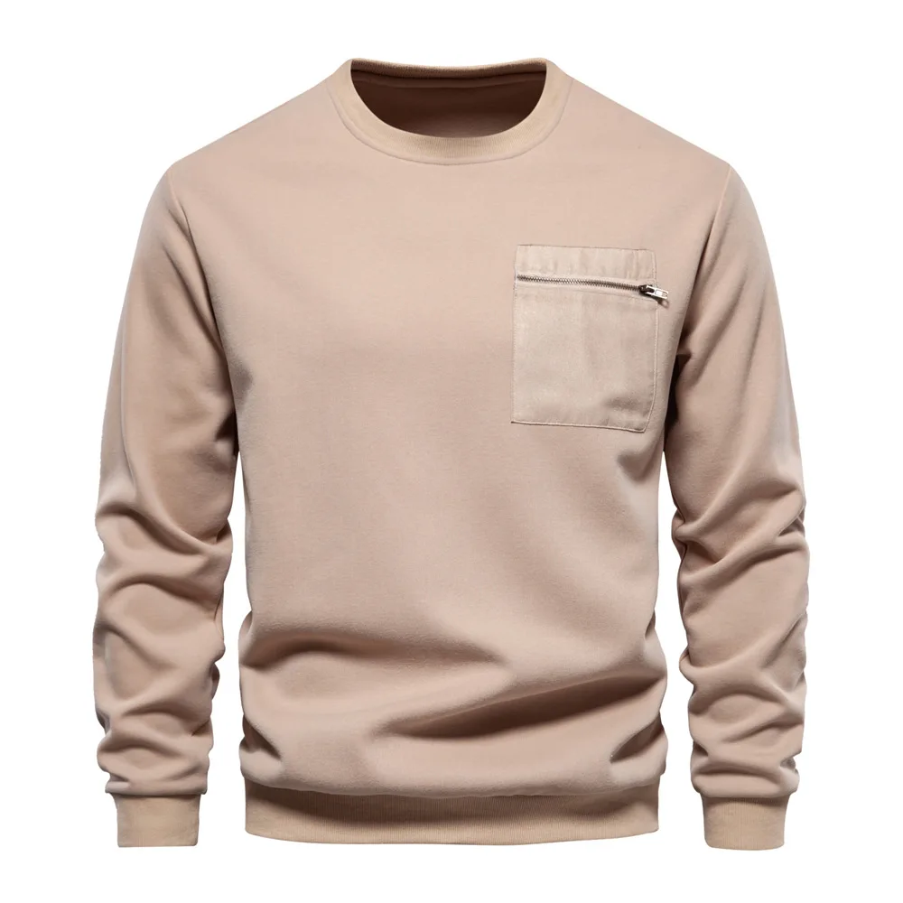 New Autumn High Quality Loose Cotton Sweatshirts for Men Zipper Pocket Mens Sweatshirts Casual Sport Men's Clothing Pullover Men