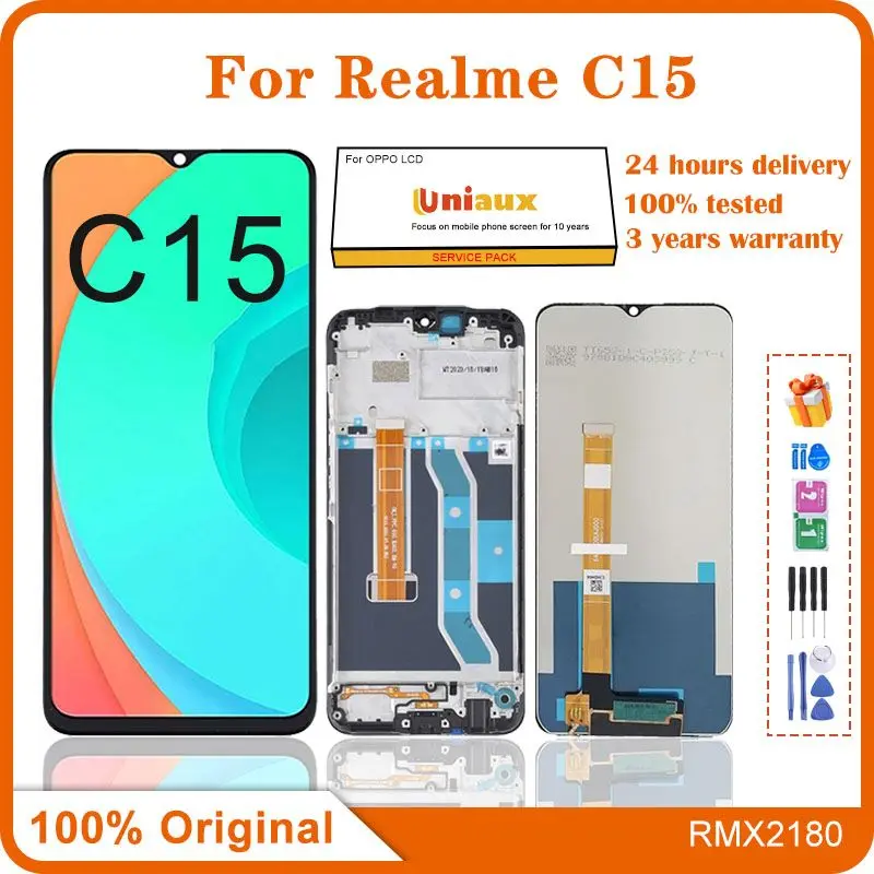 

6.5" Original For OPPO Realme C15 RMX2180 LCD Display Touch Screen Digitizer Assembly Replacement For Realme C15 LCD With Frame