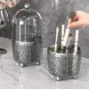 Makeup Brush Organizer Semi-transparent Vanity Desktop Cosmetics Storage Box 360° Rotating Lipstick Storage Box Luxury Container 4