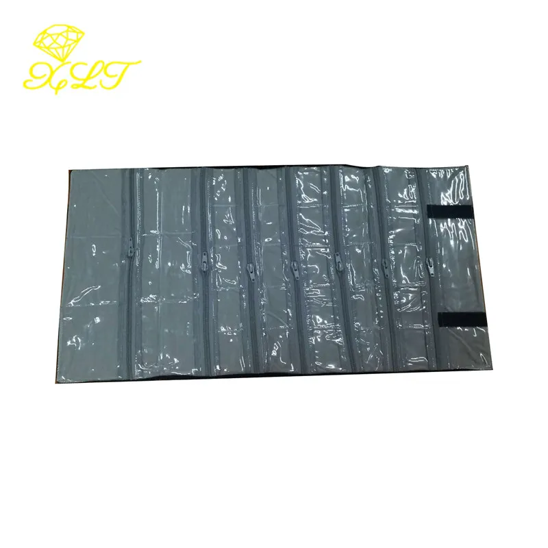 31 Grids Portable Velvet Jewelry Roll Storage Bag Ring Pendant Folding Travel Organizer Earrings Case Zipper Bag For Jewelry