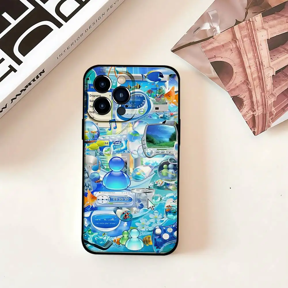 Frutiger Aero Black Silicone Phone Case