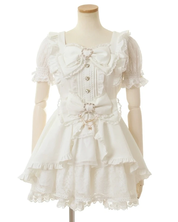 New Japanese Style Lolita Princess Dress Set Spring Summer Big Bow Spring Summer Short Sleeve Slim Sweet Dress and Shorts Set 3