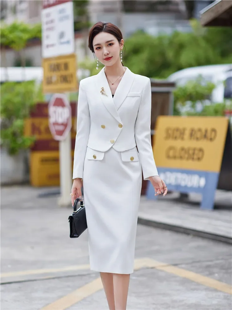 New 2024 Spring Profession Set Women Crop Top And High Waist Pencil ...
