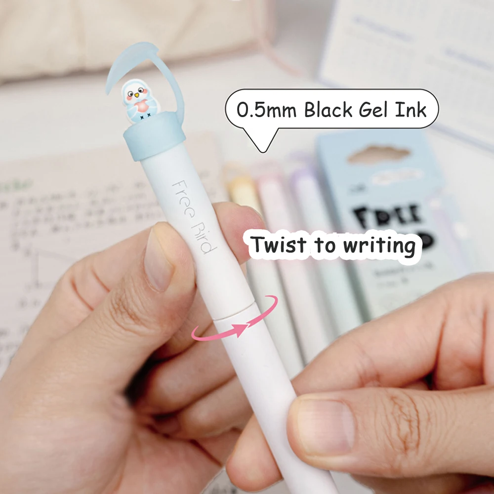 4 Pcs/Set Creative Rotating Bird Doll Gel Pen 0.5mm Black Funny Stress Relief Gel Ink Pens for Student School Office Stationery