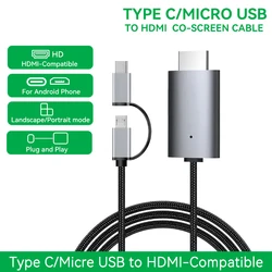 Wireless HD Streaming Display Dongle with Micro USB and Type C to HDMI Adapter (Gray - NEW)