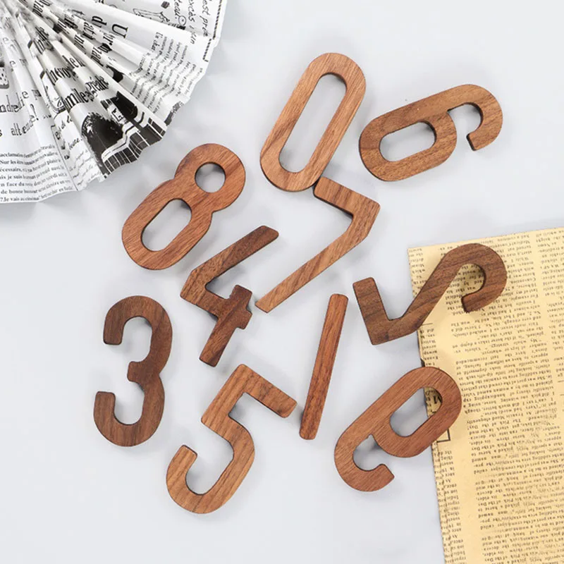 Walnut Wooden House Number 1PCS 3D Numeral Door Plaque