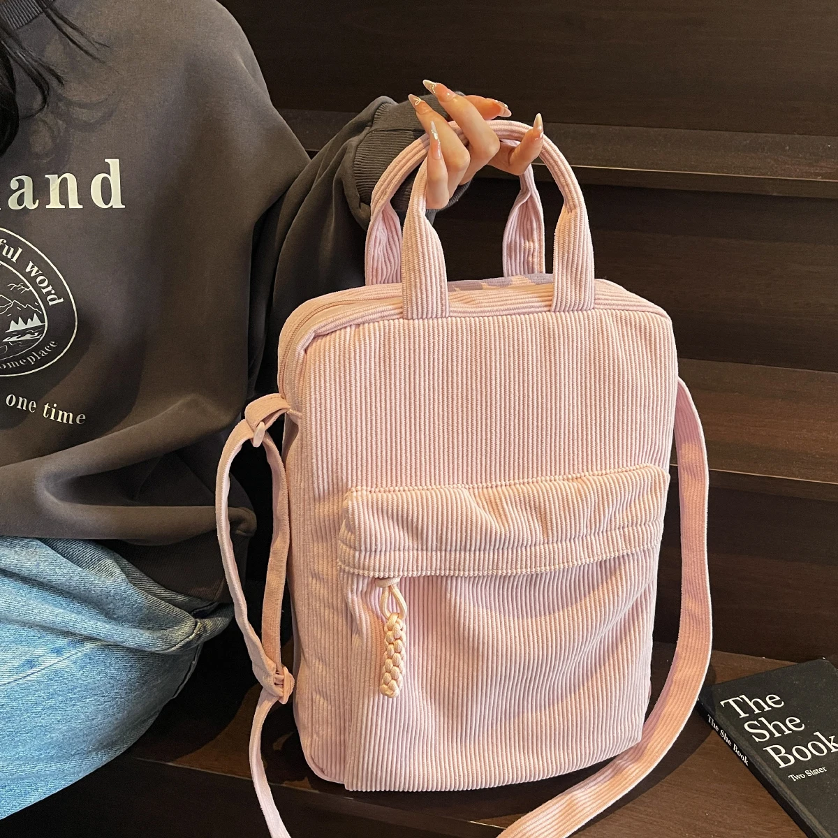 2025 New Corduroy Bag for Women, Fashionable Large-Capacity Handbag, Versatile Class Bag, Can Be Carried by Hand, Shoulder Bag, Crossbody Tote Bag
