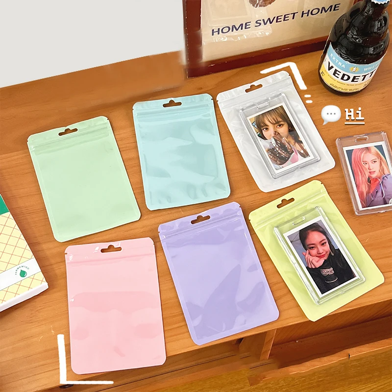 Idol Card Protector INS 10pcs/pack Candy Color Korean Toploader Card Photocard Storage Bag Idol Postcards Photo Cards Protective Case Stationery Idol Card Book Card Protector Photo Card Holder Postcard Holder