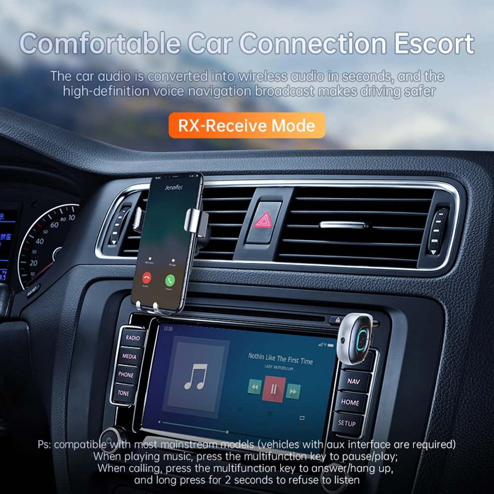 2in1 Bluetooth 5.3 Transmitter Wireless Car Adapter Bluetooth Stereo Receiver 3.5mm Aux Jack Adapter Car Kit Wireless Handsfree bluetooth audio adapter bluetooth mp3 receiver