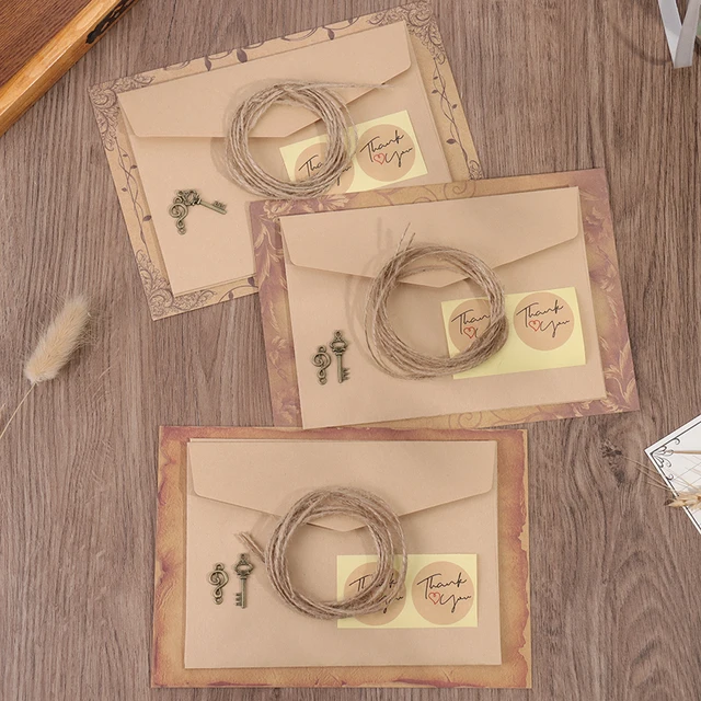 Enveloppe Vintage en papier kraft brun de 250g, avec boucle d'amour vierge,  pour invitation de mariage, disponible en 18 couleurs, 50 pièces/ensemble -  AliExpress